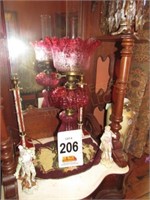 Cranberry Lamp w/Chimney 26" Tall