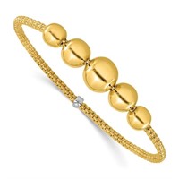 14 Kt- Bead Ball Fancy Design Flexible Bracelet