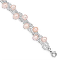 Sterling Silver- Fresh Water Pearl Bead Bracelet
