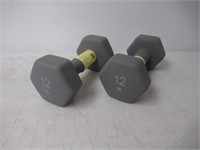 (2) All In Motion 12lbs Dumbbells