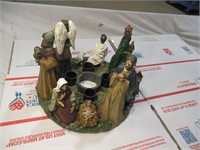 4 piece nativity candle holder wreath