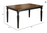 Rustic Farmhouse Dining Room Table, Black & Brown