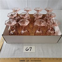 Set of 12 Pink Depression Glasses