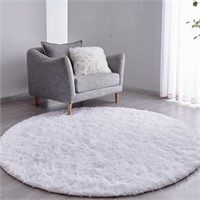 BRICHOEE White Round Rug 4 feet Super Soft Fluffy