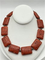 Artisan Red Coral Square Necklace