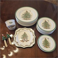 Vintage Spode England Christmas Tree Dish Set