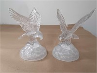 CRYSTAL EAGLE STATUES PAIR OF 2