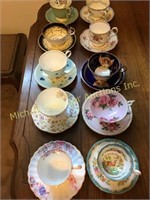TEN ASSORTED ENGLISH CUPS AND SAUCERS