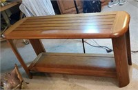 Nice oak rounded edge sofa table approx size is