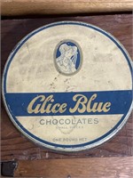 Alice Blue Chocolate Tin 7" Diameter