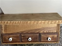 Wooden Shelf with 3 drawers 16 x 7 x7