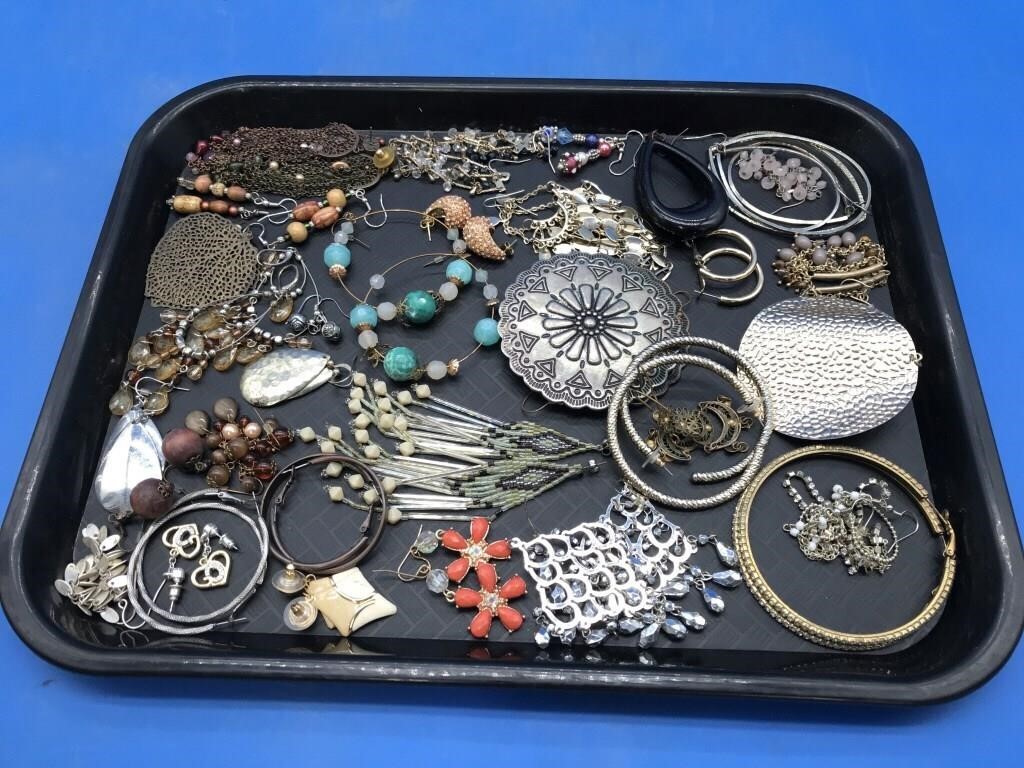 Tray of Vintage Fashion Earrings for Pierced Ears