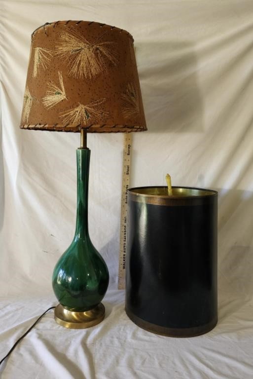 MCM California Style Pottery Lamp w/ (2) Paper