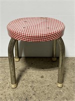 Vintage red & white houndstooth metal step stool