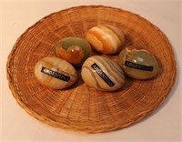 Basket Plate with 5 Stone Eggs(Argentina)
