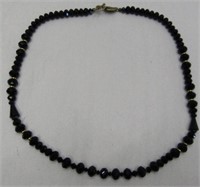 Black Onyx Bead Necklace Signed JBB