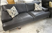 Modern Gray Leather Style Sofa