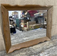 Large wood mirror w/ decorative edge approx