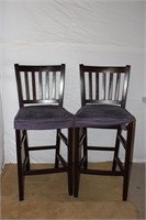 2 Bar Height Stools with Braided Wicker Seats