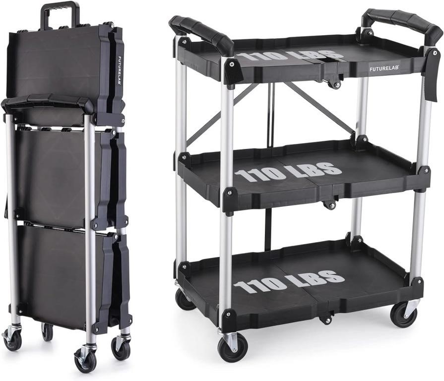 Futurelab Portable Folding Service Cart - 3 Tier
