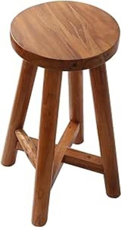 Jollymer Solid Teak Wood Barstool With Round Seat