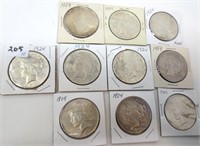 10 - 1924 Peace silver dollars