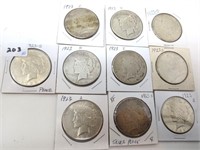 10 -  1923-S Peace silver dollars