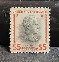 U.S. 5 dollar postage stamp used