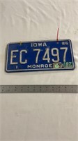 Iowa 86 license plates.