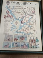 Cecil County Maryland 1776 framed map first