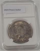 1924 PEACE $1 DOLLAR US COIN 90% SILVER