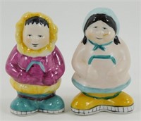 * Vintage Porcelain Eskimo Boy and Girl Salt &