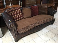 Ashley Furniture brown couch w/hobnail and