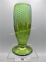 Northwood emerald green Corn vase w/ plain base.