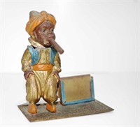 Antique cold painted bronze figural stand