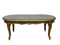 French Style Gold Gilt Coffee Table w/ Glass Top