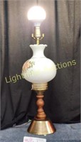 VINTAGE FLORAL PAINTED MILK GLASS LAMP