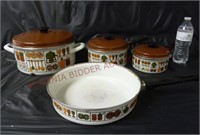 1970s Porcelain Enamel Cookware Set ~ Used