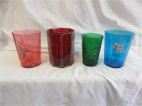 4PC SELECTION OF VINTAGE HAND PAINTED TUMBLERS