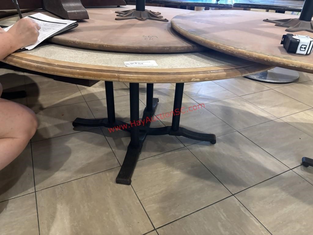 LOT - (3) 60" ROUND DINING TABLES W/ WOODEN EDGE
