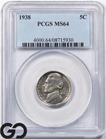 1938 Jefferson Nickel, PCGS MS64 Price Guide: $24