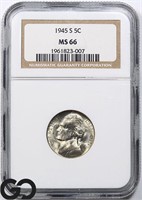 1945-S Jefferson Nickel, NGC MS66 Price Guide: $34