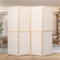 4 Panel Bamboo Room Divider, 6 FT Tall Folding
