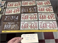 12 old Texas license plates 1934 to 1981