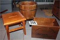 Wood Box, Small Stool, Legged Bucket