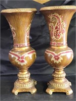 22" Kirkland Painted Resin Urn Vases