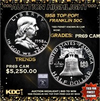 Proof ***Auction Highlight*** 1958 Franklin Half D