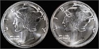 (2) 1 OZ .999 SILVER MERCURY DESIGN ROUNDS