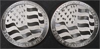 (2) 1 OZ .999 SILVER FLAG ROUNDS