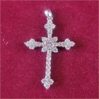 .925 silver Cross Pendant with clear stones